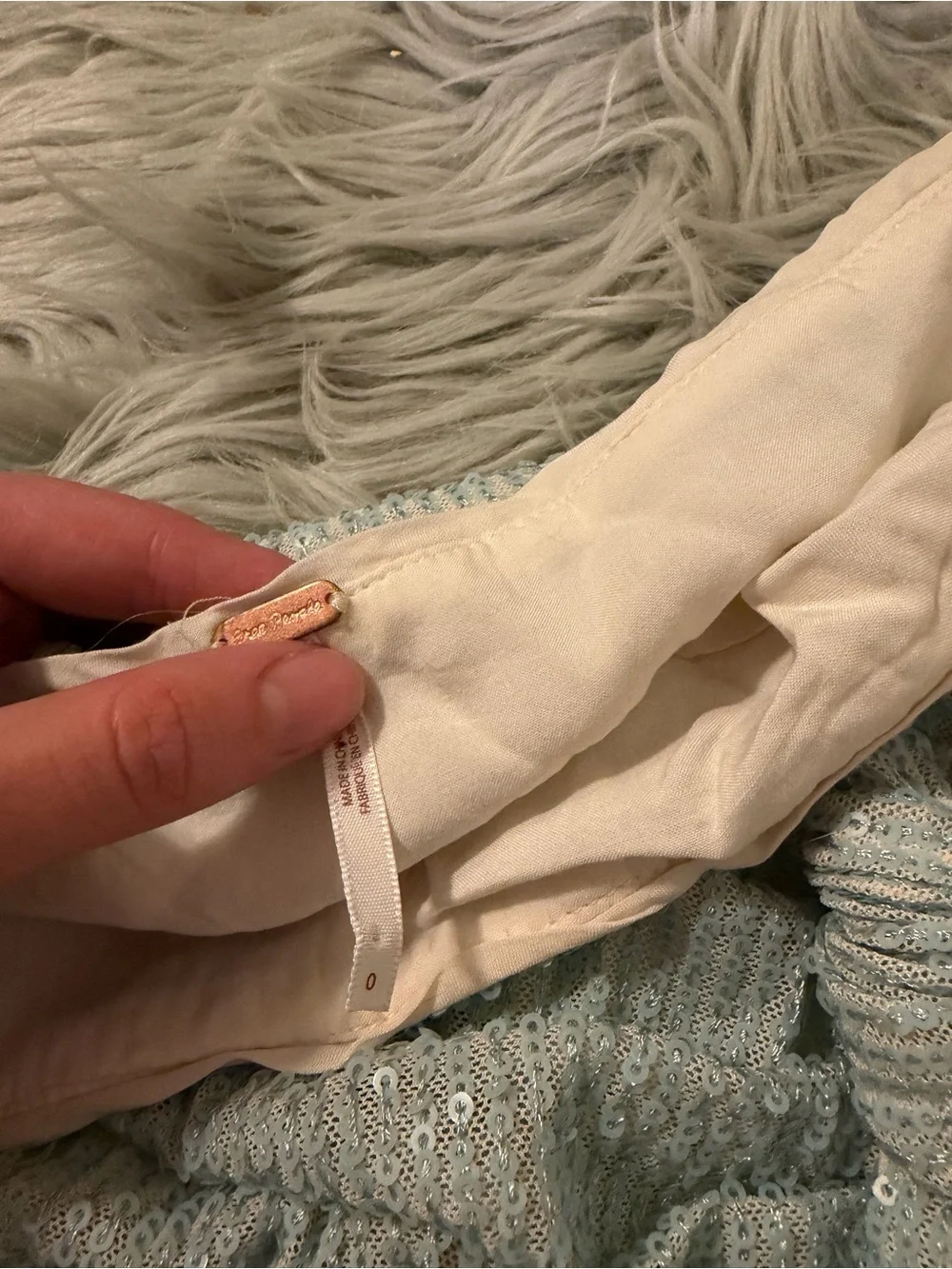 Free People light blue sequin mini skirt with tie front detail